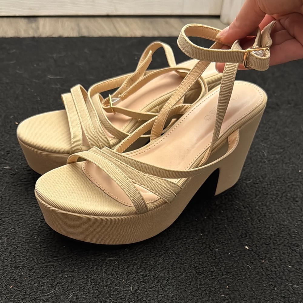 Beige Platform Sandals